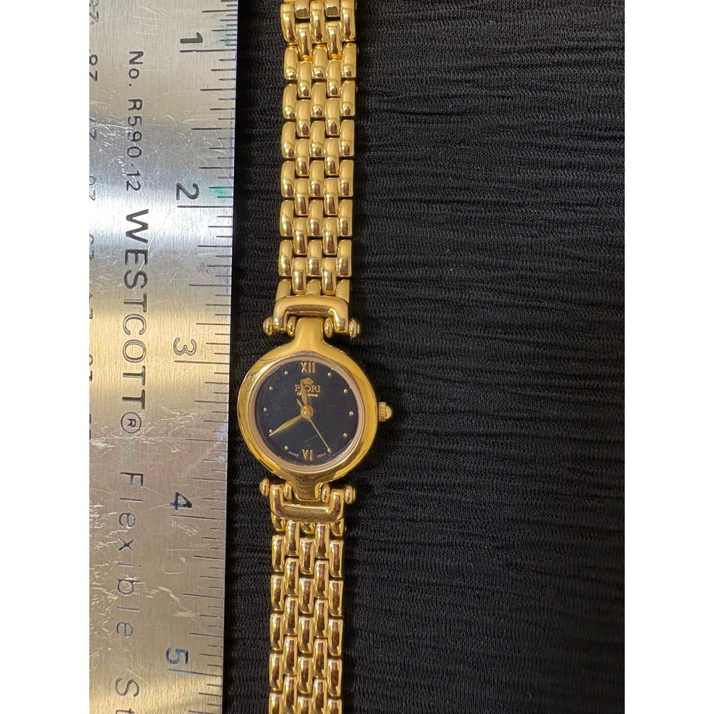 Fiori Finessa Womens Gold Tone Watch Black Dial Swiss Movt 32331 - Picture 12 of 13
